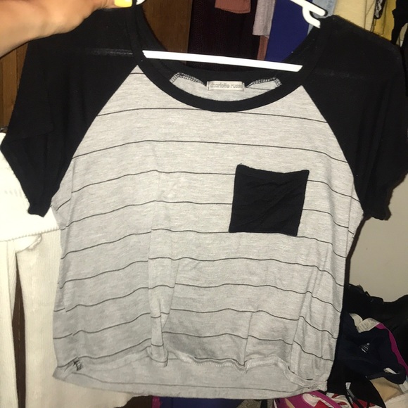 black & grey stripped pocket tee shirt - Picture 1 of 1
